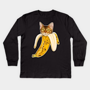 Bengal cat banana Kids Long Sleeve T-Shirt